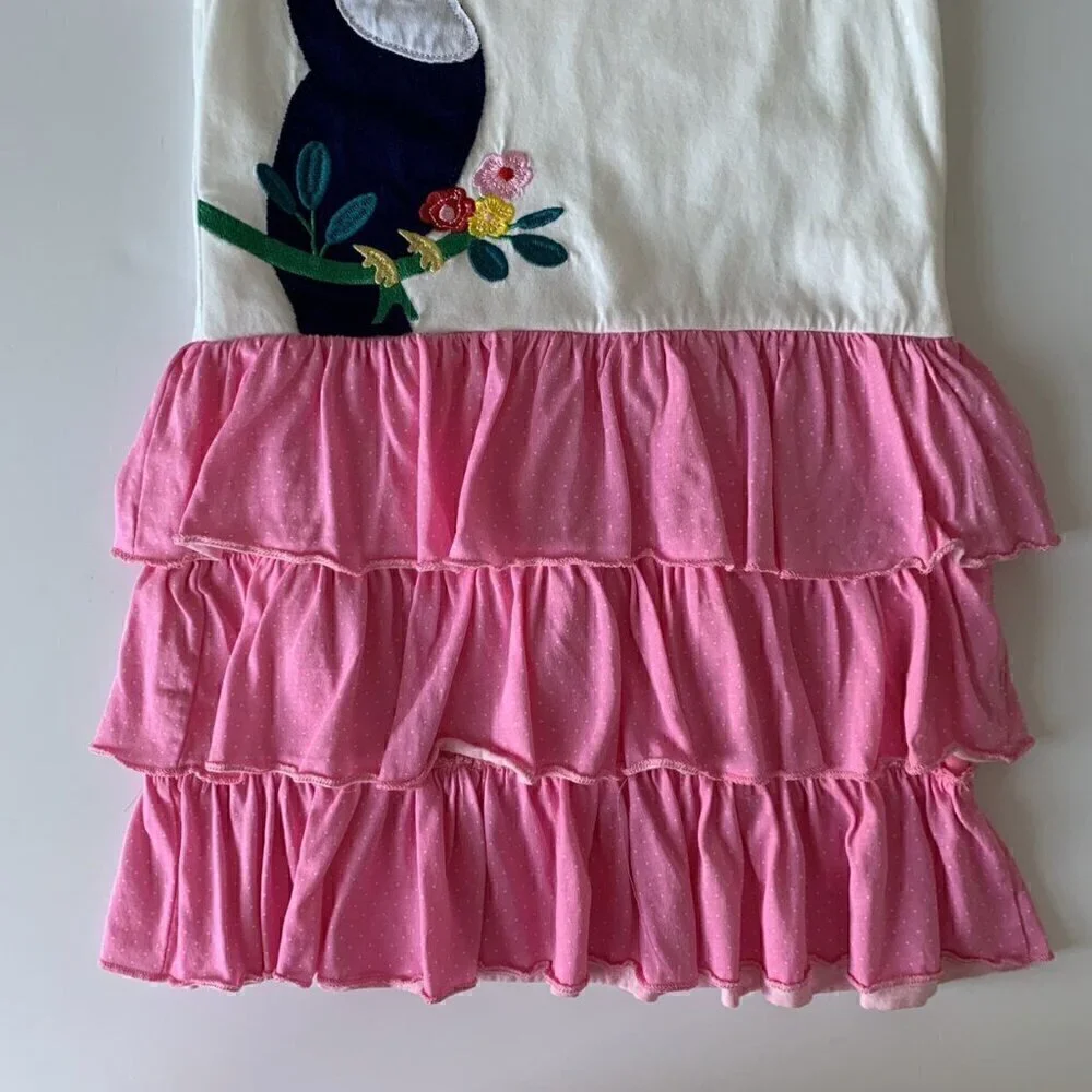 Girl Toucan Appliqué Ruffle Skirt Dress Size 130 Fits 5T